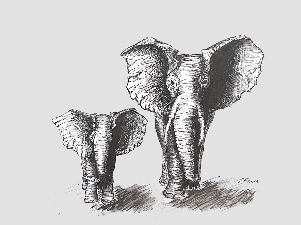5 PASTEL 'Elmo and Edna' Elephant Postcards