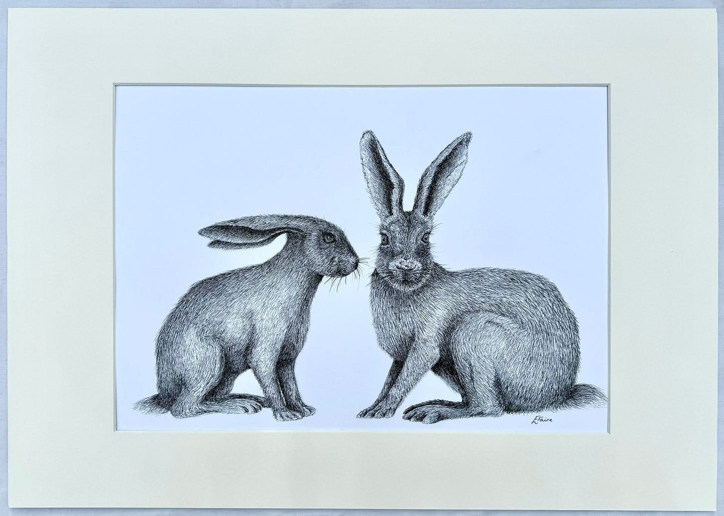 Hares Original Mounted Artwork