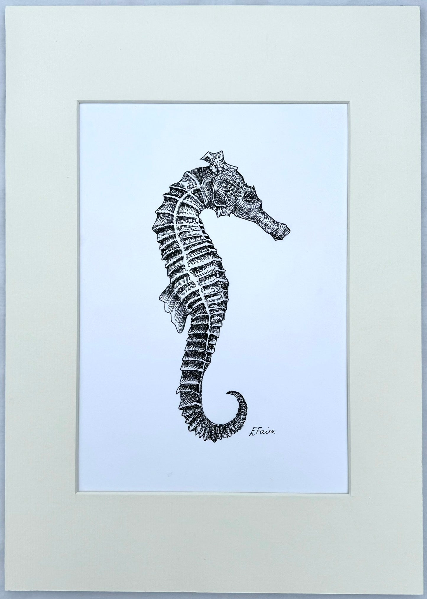 Sebastian Seahorse A3 Print (White)