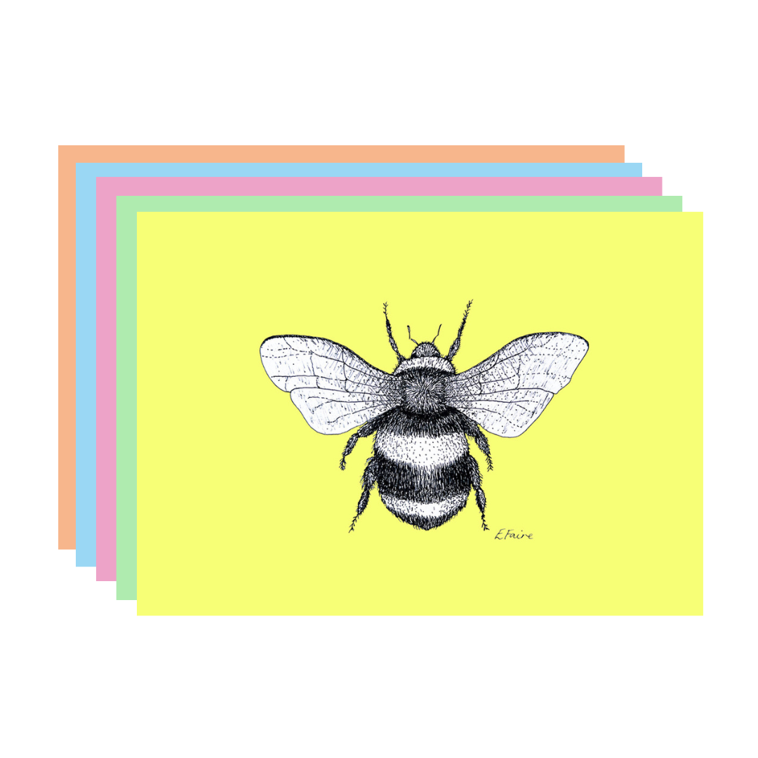 5 NEON 'Belinda' Bumblebee Postcards