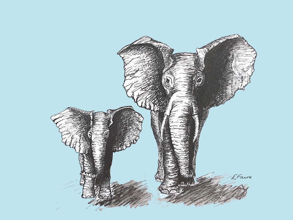 5 PASTEL 'Elmo and Edna' Elephant Postcards