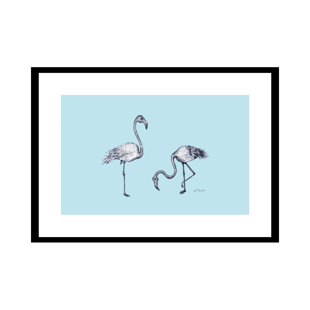 A3 'Frank & Felicity' Flamingoes Print