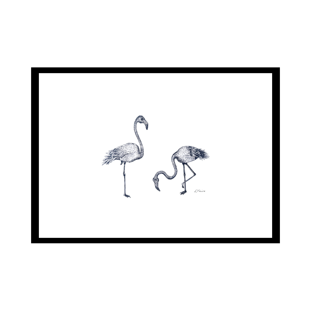 A3 'Frank & Felicity' Flamingoes Print