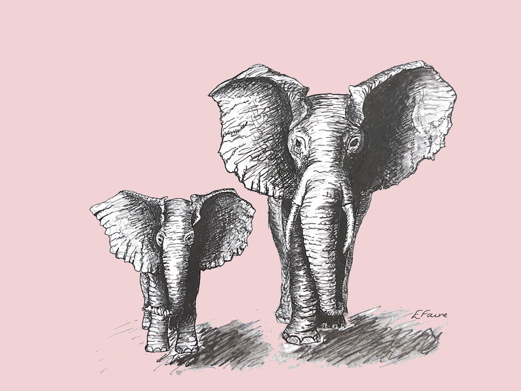 5 PASTEL 'Elmo and Edna' Elephant Postcards