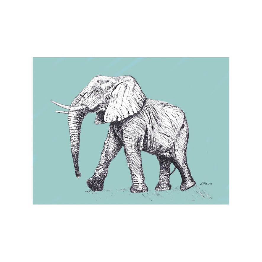 5 PASTEL 'Edward' Elephant Postcards
