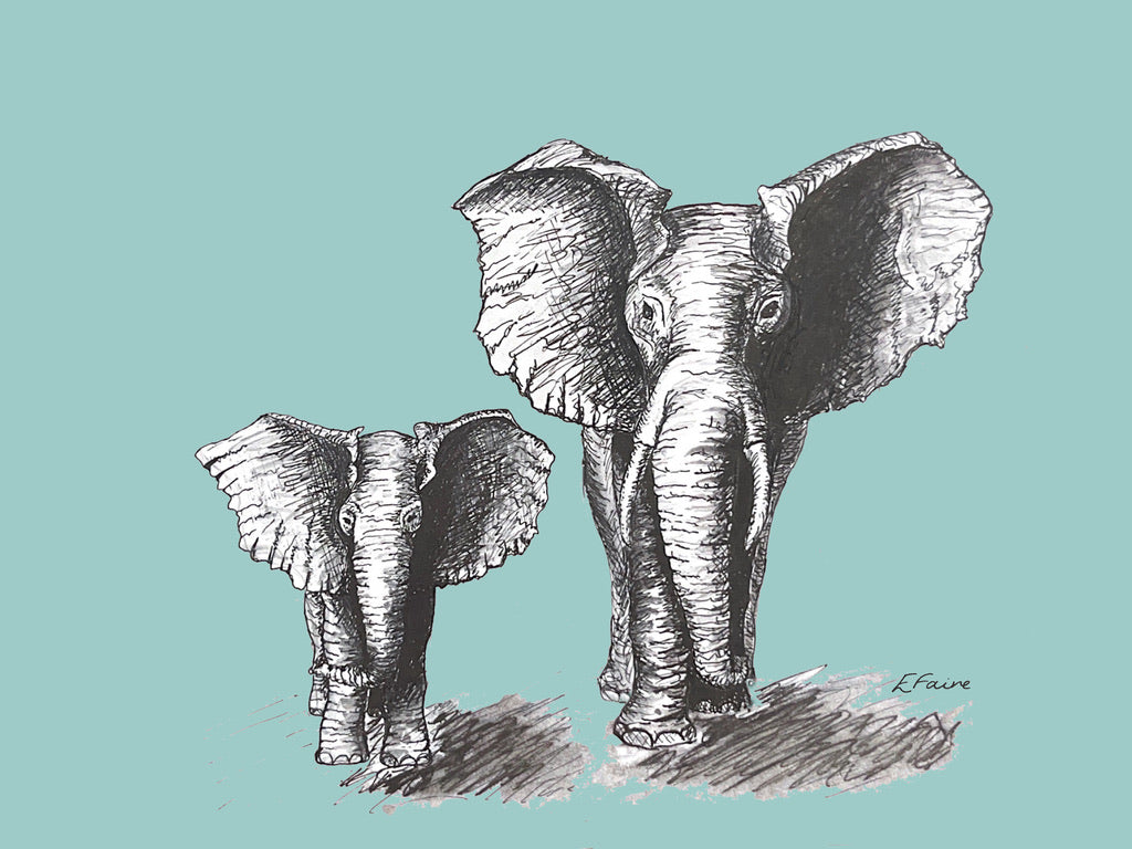 5 PASTEL 'Elmo and Edna' Elephant Postcards