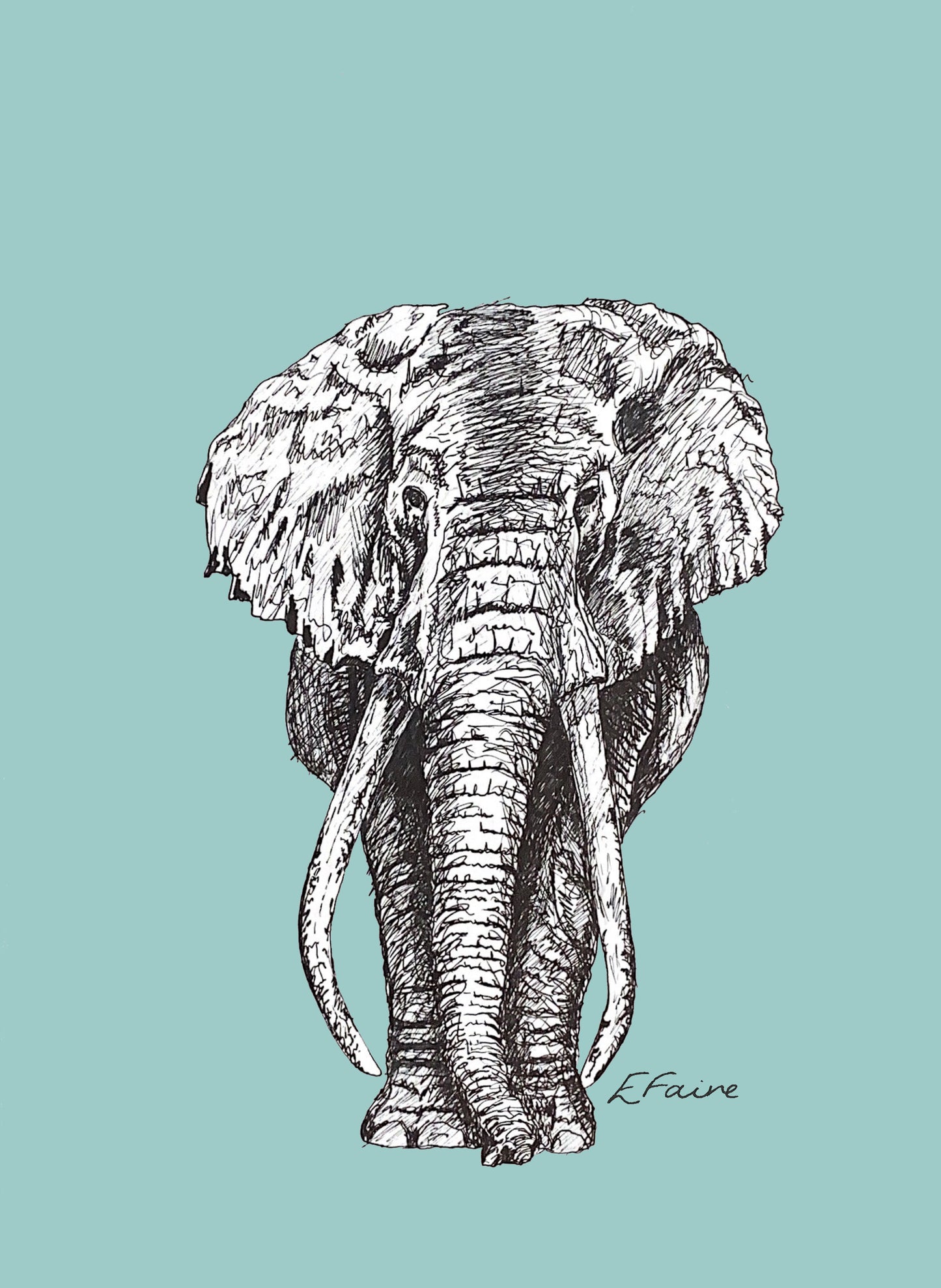 5 PASTEL 'Ems' Elephant Postcards