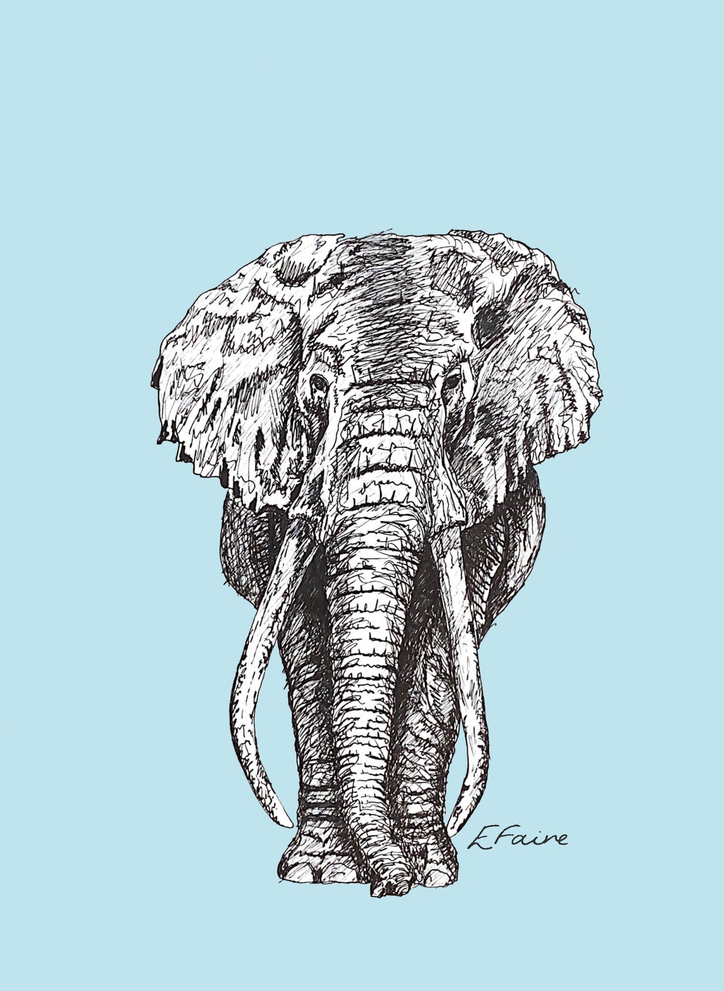 5 PASTEL 'Ems' Elephant Postcards