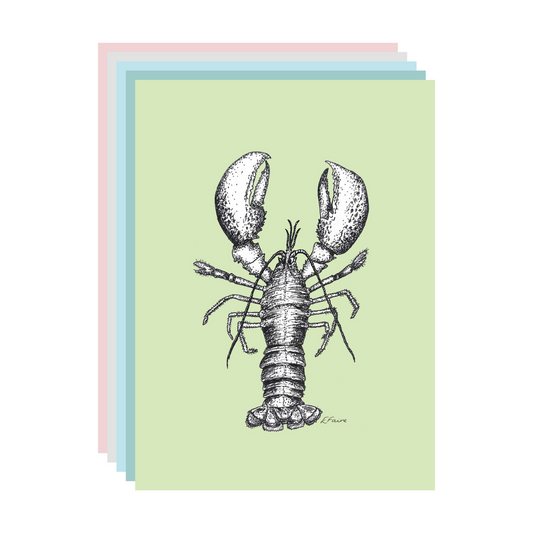 5 PASTEL 'Larry' Lobster Postcards