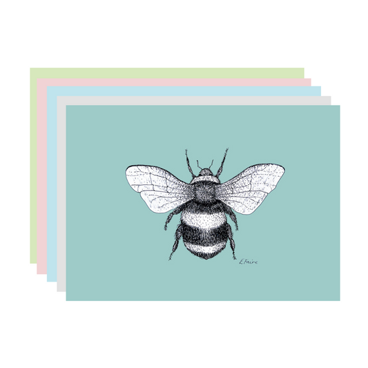 5 PASTEL 'Belinda' Bumblebee Postcards