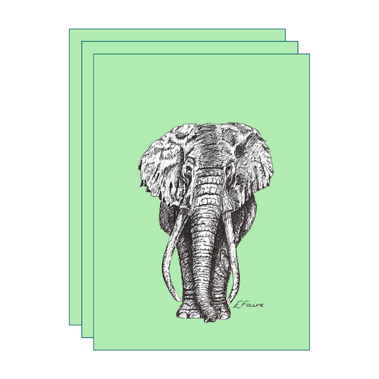 3 GREEN 'Ems' Elephant Postcards (Seconds)