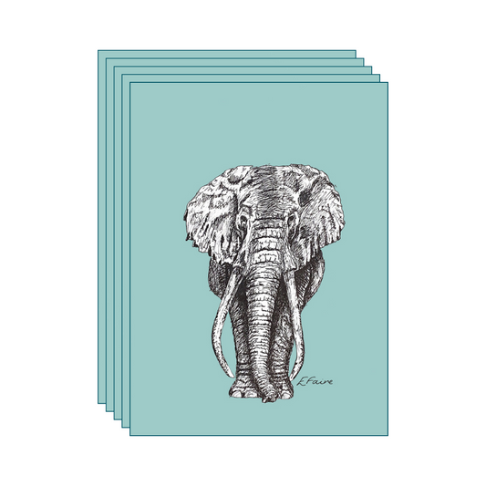 5 TURQUOISE 'Ems' Elephant Postcards (Seconds)