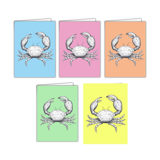 5 NEON 'Clive' Crab Greetings Cards