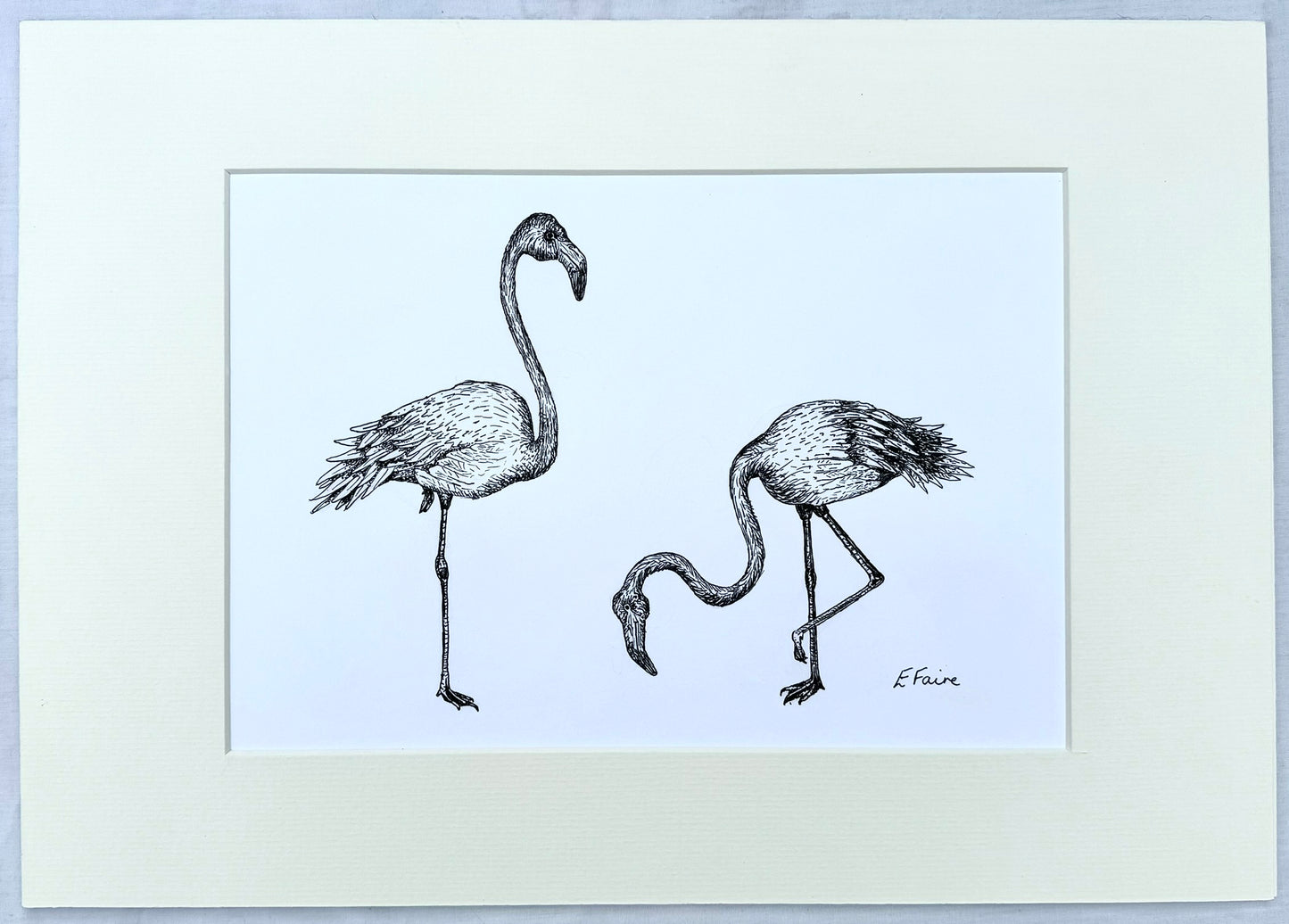 Flamingoes Original Mounted Artwork