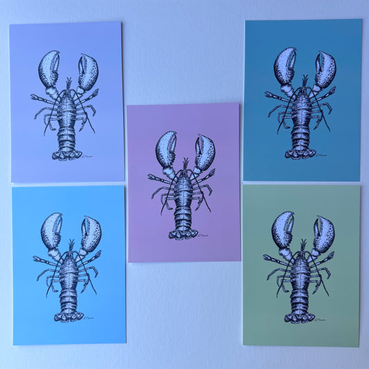 'Larry' Lobster Postcards (A6) - Pastel